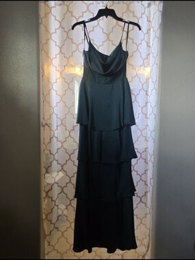 Tiered Cowl Neck Maxi Dress in Emerald Green